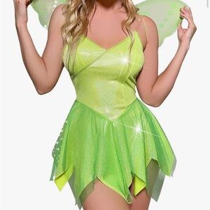 Green Fairy Costume Dress with Wings